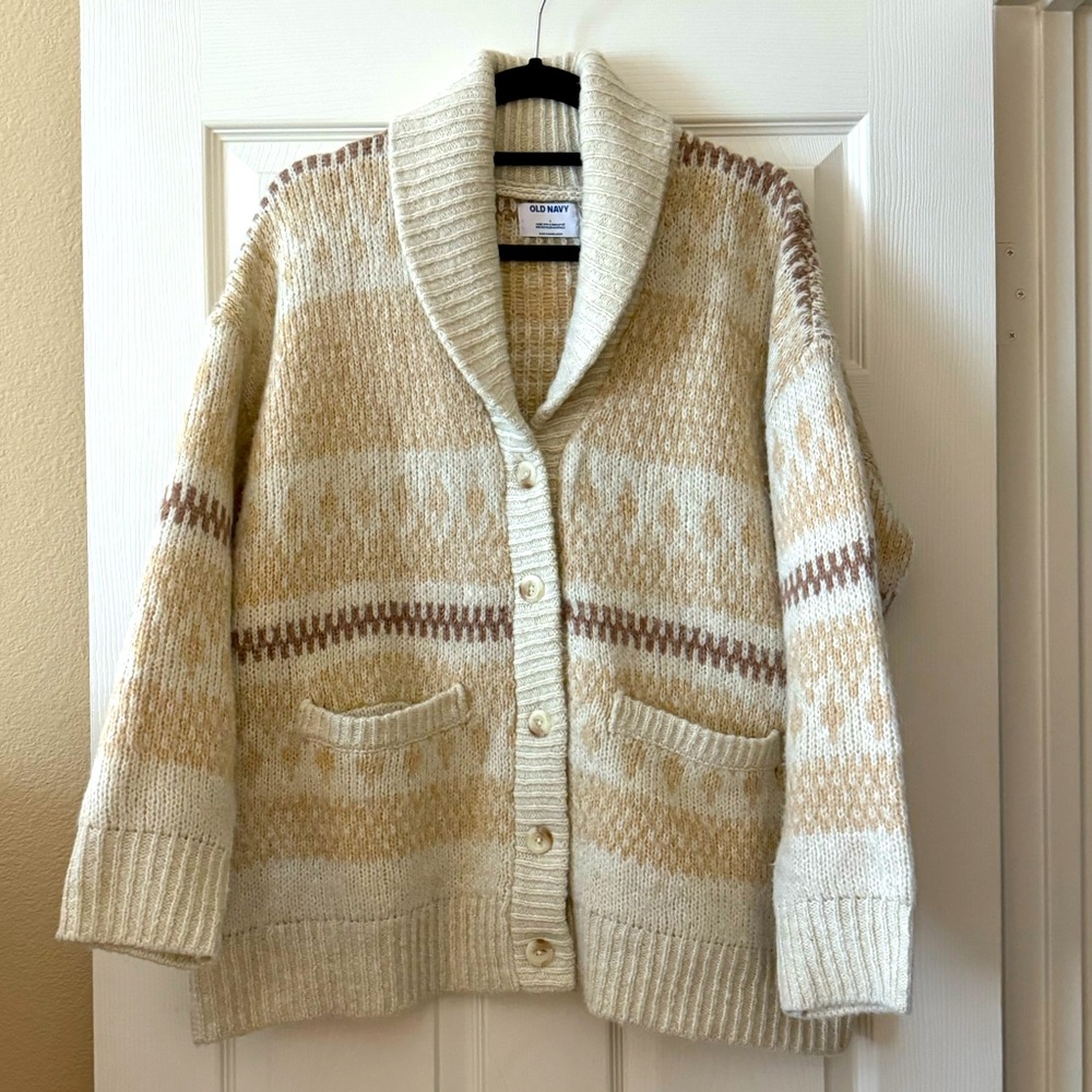 OLD NAVY Button Front Shawl Collar Sweater with Front Pockets - Large